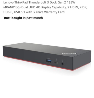 Lenovo ThinkPad Thunderbolt 3 Docking Station 40ac0135us 40AC
