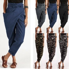 Loose Casual Women Zipper Trousers Pants Irregular Ladies Plus Belt