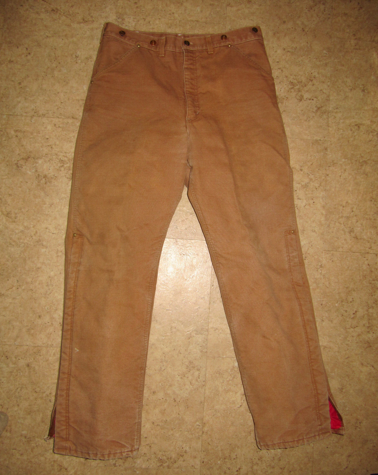 Vintage Carhartt Quilted Insulated Work Pant Mens 34x32 Brown WQ106