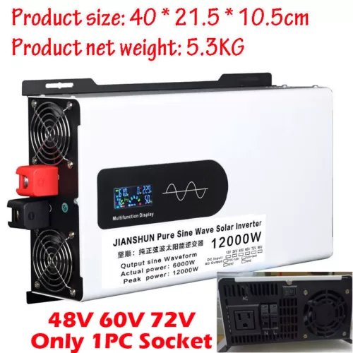 5000W 8000W 10000W 12000W Pure Sine Wave Inverter 12V 24V 48V 60V 72V 110V 220V - Picture 12 of 36