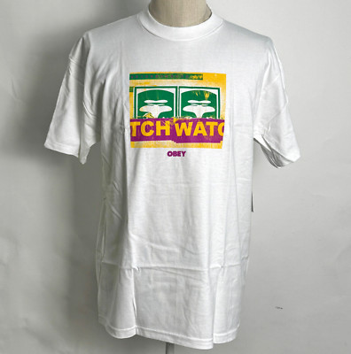 Obey Men's T-Shirt Neighborhood Watch White Size L NWT Shepard Fairey Andre