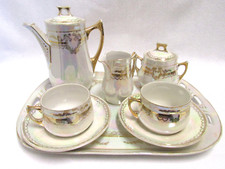 tete-a-tete Kaffeegedeck für 2 PERSONEN-1920 JH-JUGENDSTIL 8 tlg PERLMUTBEMALUNG