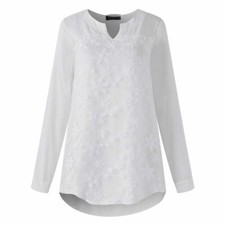 Women's Lace Blouse Casual Loose Baggy Tunic Tops Long Sleeve T-Shirts Plus Size