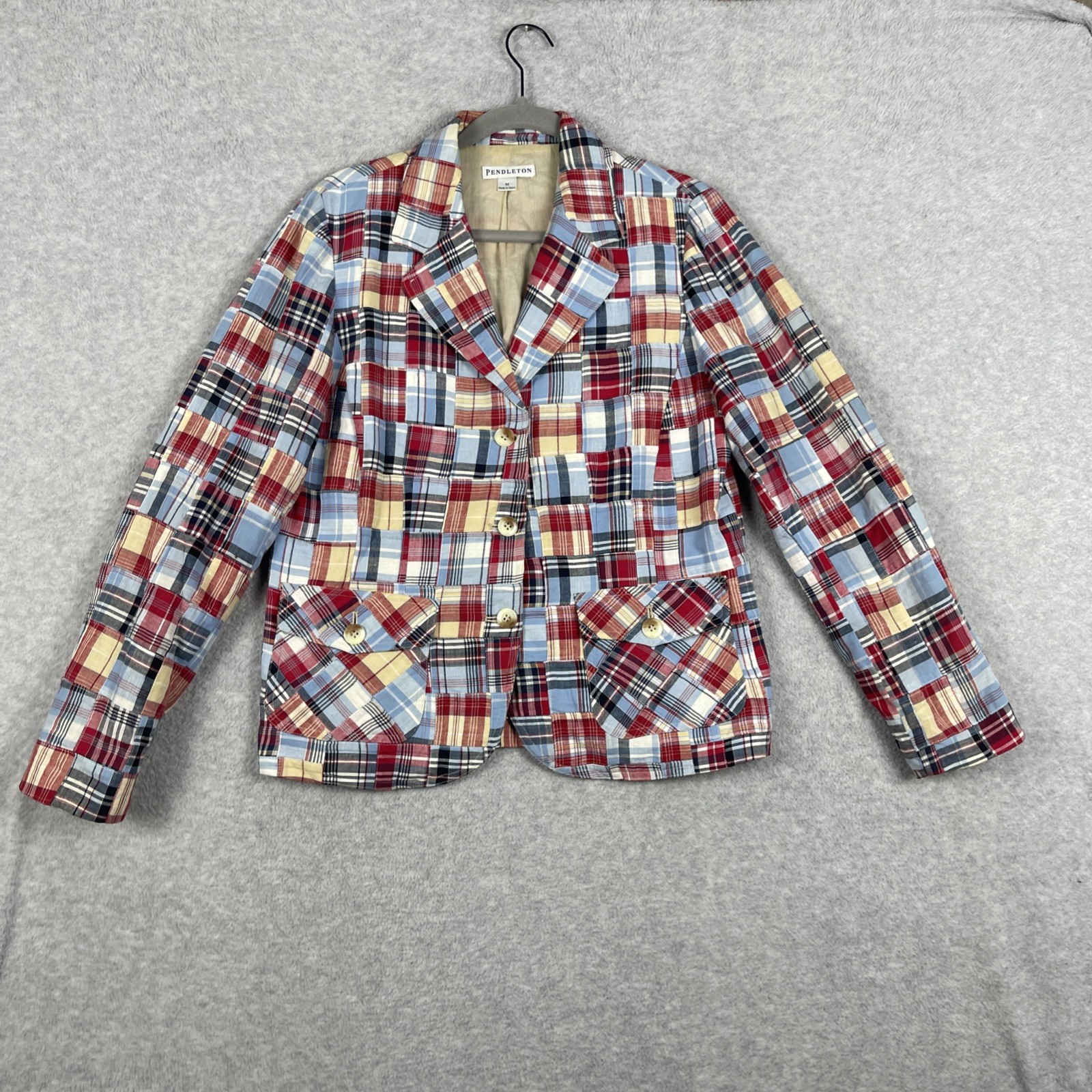 Pendleton Madras Patchwork Plaid Blazer Womens M … - image 1