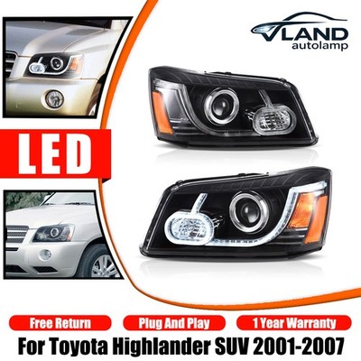 Pair VLAND LED Projector Headlights For Toyota Highlander SUV 1st Gen 2001-2007