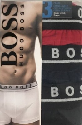 Boss Hugo boss 50403731 Men's Stretch Cotton Boxer Pack of 3 Black Multi Large