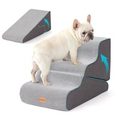 Dog Stairs for Small Dogs 16.5" H, 2 in 1 Transformable 3-Step Pet Stairs and...