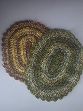 Handmade 1:12 Scale Dollhouse Rugs Set of 2 Oval Braided Multicolor Miniature