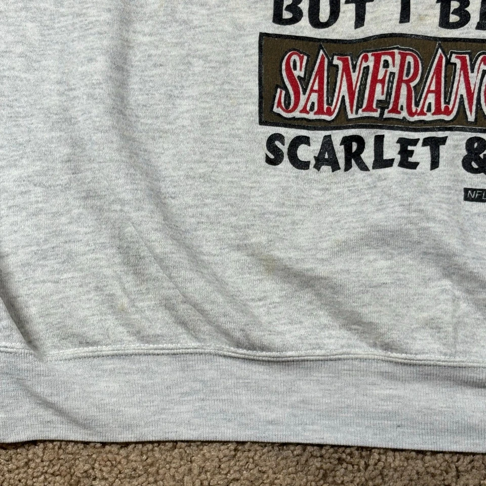 VTG San Francisco 49ers Sweatshirt But I Bleed Scarlet & Gold Pullover Sz 2XL - Image 4 of 4