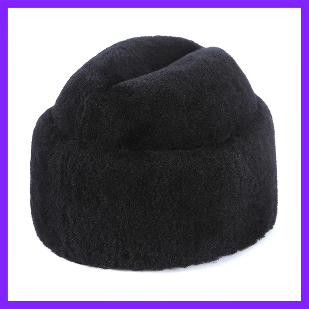 100% Real Sheep Fur Hat Thicken Winter Warm Cap Casual Fashion for Men