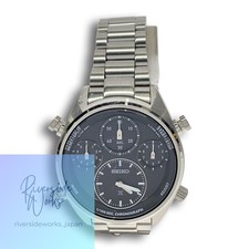 SEIKO Solar Watch Analog Stainless BLK SLV SS 8A50-00A0