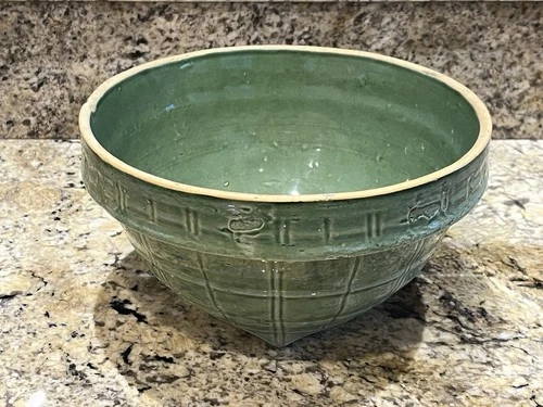 Vintage McCoy Large Green Glazed Window Pane #9 Bowl #4