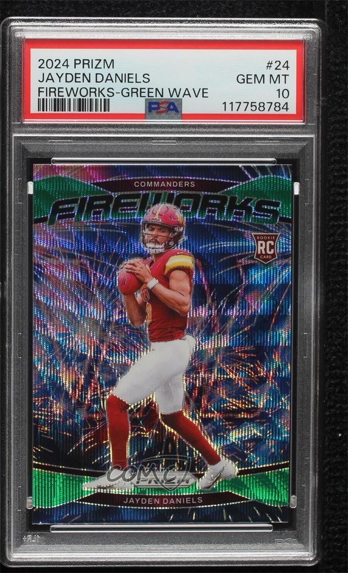 2024 Panini Prizm Fireworks Green Wave Jayden Daniels #24 PSA 10 GEM MT 0s2