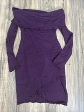 Windsor Women's Tight Knit Bodycon Dress Small Long Sleeve Open Shoulder Purple