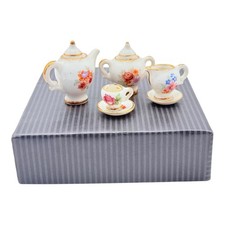 Dollhouse Miniature Limoges Tea Set For One France VINTAGE Teapot Cup Saucer