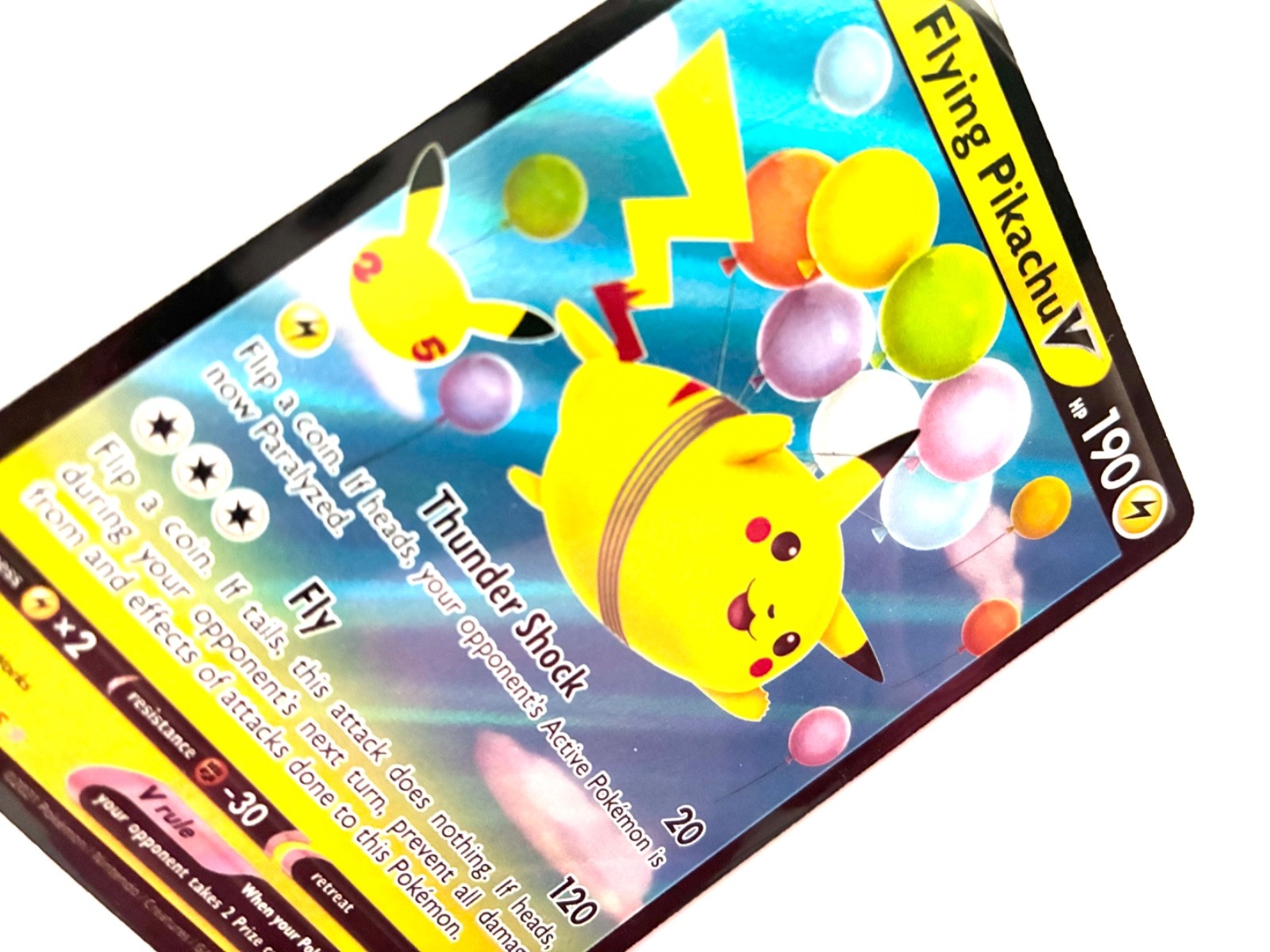 Pokemon Flying Pikachu V Holo 25th Anniversary Balloons Trading Card