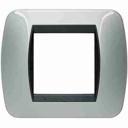 Placca 2 Moduli Alluminio BTicino L4802AL Livinglight Metallo Originale