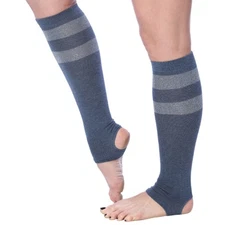 Tipi Toe Stirrup Yoga Socks, Knee-High Leg Warmers, Open Heel Non-Slip Design