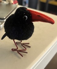 Vintage Steiff Woolen Raven Crow 1960s 8cm 3in Metal Legs Wool