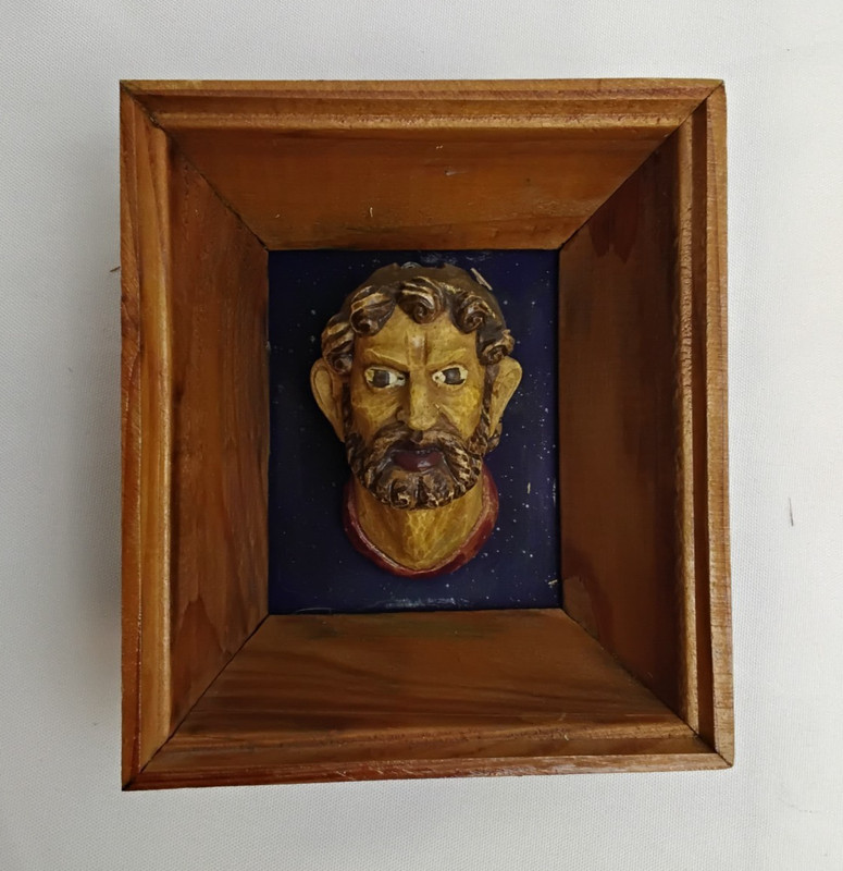 Vintage Hand-Carved Wawel Head Wooden Replica Bearded King w/ Crown #J5359