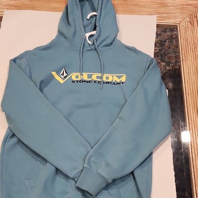 Volcom Men's Graphic Logo Pullover Hoodie, Hooded Pockets, Blue, Size S