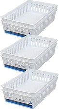 White Storage Trays Rectangle Shape for Home Office Organizing