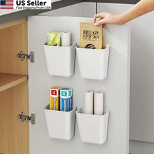 Nmgkokew 4 Piece Kitchen Cabinet Door Storage Box,Self Adhesive Wall 1, white