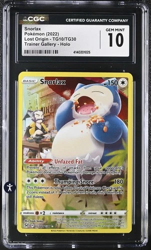 ‼️Snorlax Pokémon (2022) Lost Origin - TG10/TG30 Trainer Gallery - GRADE 10!💨