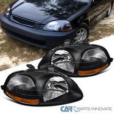 Fits 96 97 98 Honda Civic Ek Black Headlights Head Lamps Leftright 1996-1998