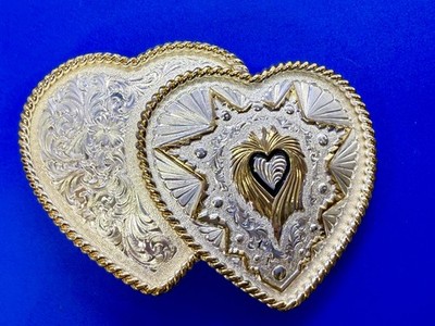 Western Flower Swirl Design Montana Silversmiths Silver Tone Buckle Justin Sz 34 Vintage Western Montana Silversmiths Silver Plated Flower  main image 4