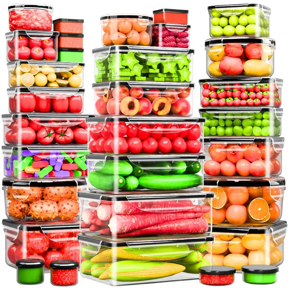 62 Pcs Large Food Storage Containers with Lids Airtight,Total 656OZ(31 Contai...