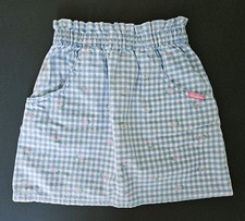 Vtg 90s Floral Gingham Oshkosh Skirt Sz 5 Country Floral USA Blue Checked Pink