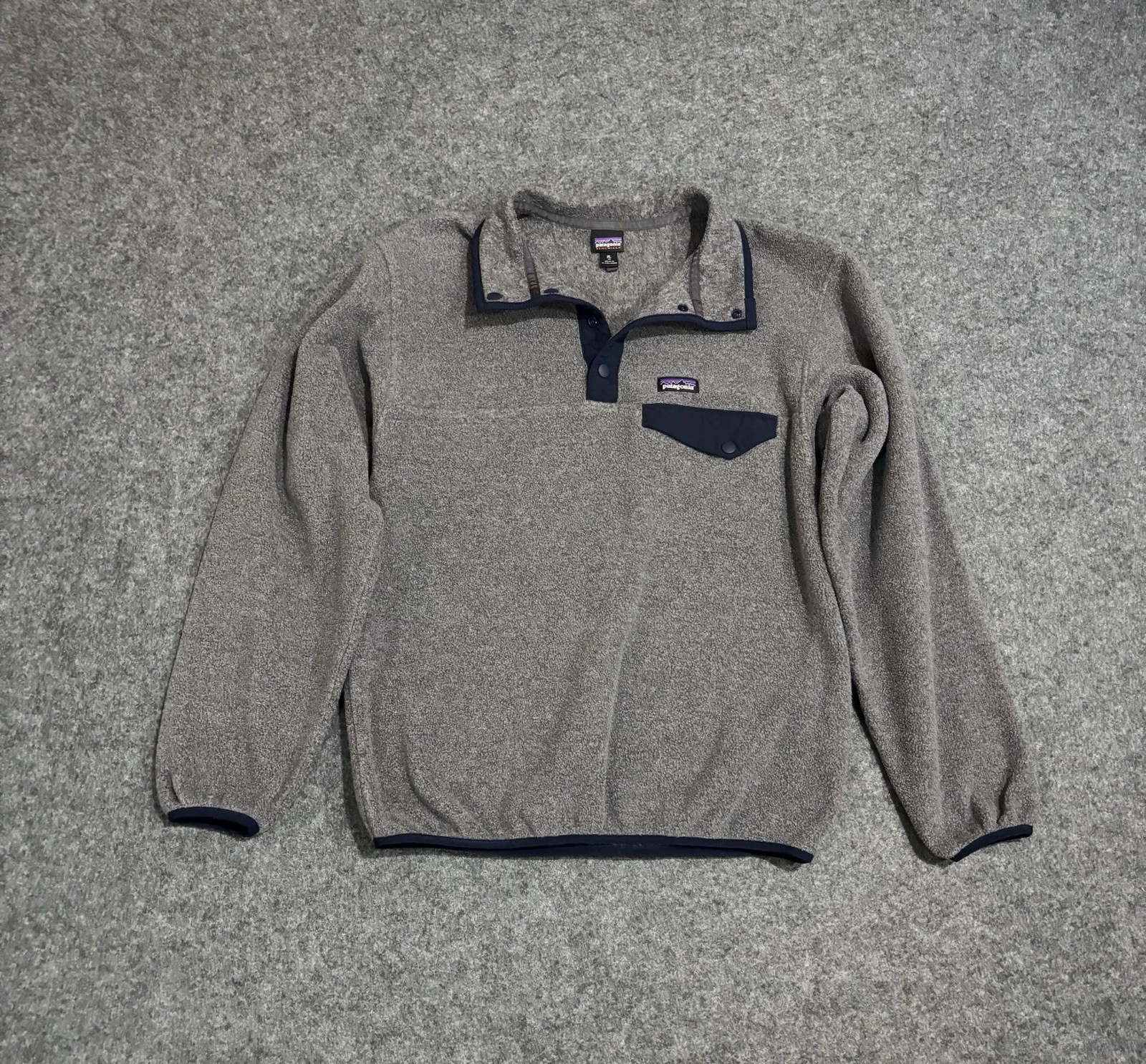 Patagonia Synchilla Sweater Boys Size XL Gray Snap Pullover Fleece Outdoor