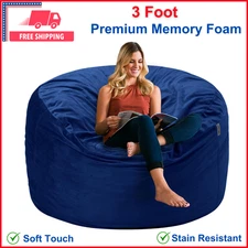 Bean Bag Chair 3Ft Luxurious Velvet Ultra Soft Fur With High Rebound Memory Foam