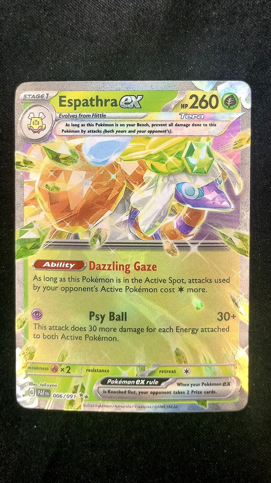 Pokémon TCG Espathra Ex #6 Paldean Fates Double Rare Holo - Near Mint
