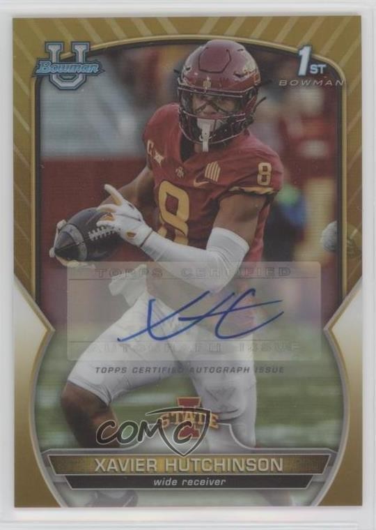 2022 Bowman U Chrome Prospect Gold Refractor 3/50 Xavier Hutchinson #32 Auto nd3