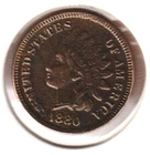 US Rare Old West 1880 Indian Head Penny Coin American Collection Shield Cent USA
