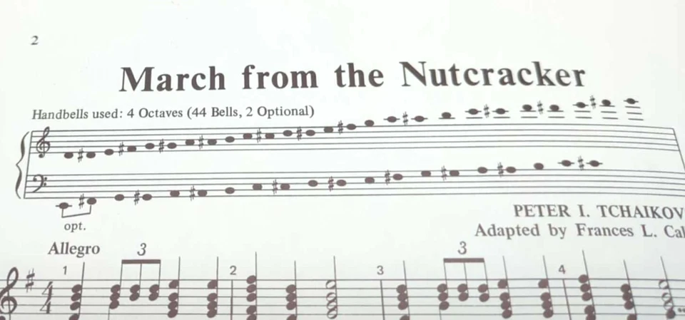 1984 March From The Nutcracker Sheet Music For Four Octave Handbells Tchaikovsky - Image 4 of 4