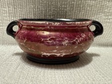 Vtg. Coronet-Czechoslovakia-Magenta Marbled/Black Trim-Amphora 2.25&rdquo;X5.5&rdquo; Pot