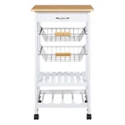 5 Tier Kitchen Trolley Mobile Rolling Island 1 Drawer, 2 Basket Shelf Wine Rack