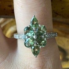 Natural Green Apatite Sterling Silver Ring Size 10