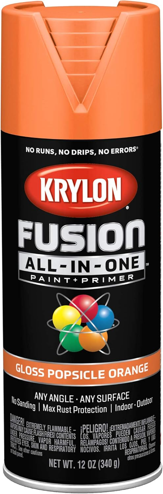 Fusion All-In-One 12 Oz Popsicle Orange Spray Paint for Indoor Outdoor Surfaces