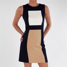 CALVIN KLEIN Blue Colorblock Day Sheath Dress 8