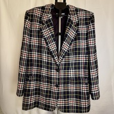 Y2k Liz Claiborne 1990s Plaid Blazer Women Sz 16 vtg Preppy Oversized Jacket USA