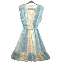 Rails Gauze Dress Womens Small Blue Orange Sleeveless Ombre Smocked Waist