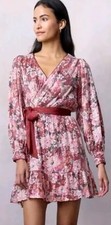 NWT LC Lauren Conrad Floral Sequin Mini Dress Faux Wrap Belt Cottage Wedding 1X