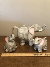Vintage Elephant Tea Set - Teapot, Cream  Sugar - Never Used, Only Displayed