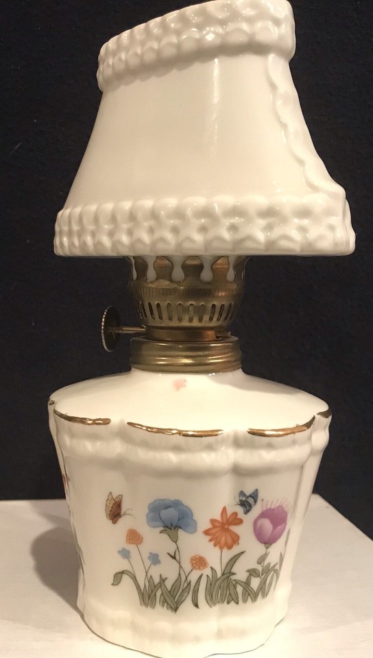 Vintage Miniature Oil Lamp 7 Inches Tall With 4 1/2” W Shade eBay