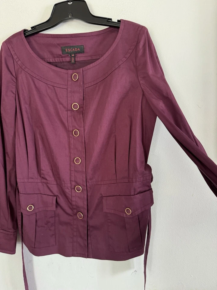 Blazer chaqueta de algodón ciruela Escada para mujer, talla 38/mediana Foto 4 de 4