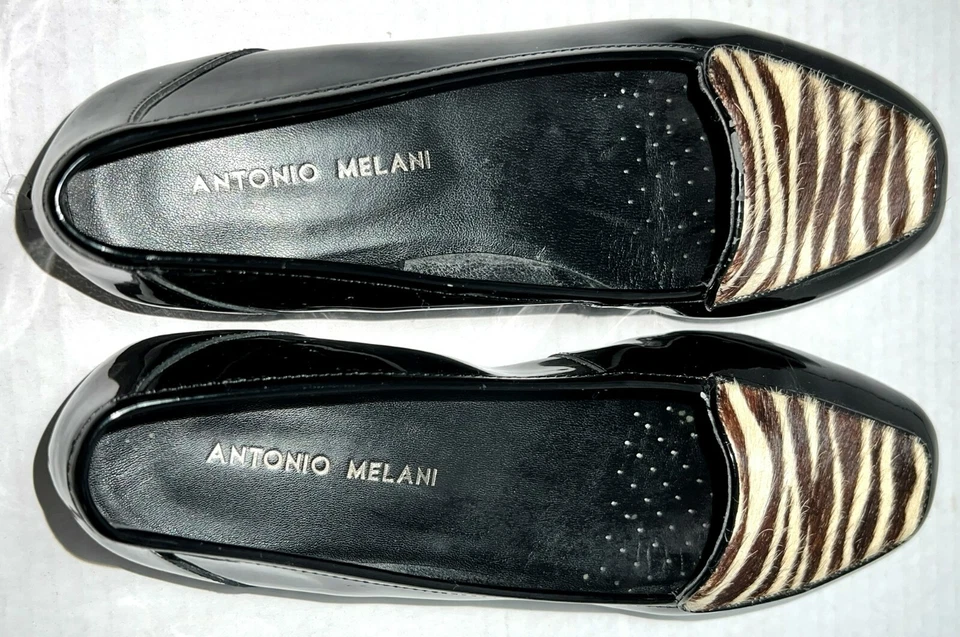 Мокасины Antonio Melani Empire черные лакированная кожа зебра мех туфли на плоской подошве 6,5 M - Изображение 4 из 4